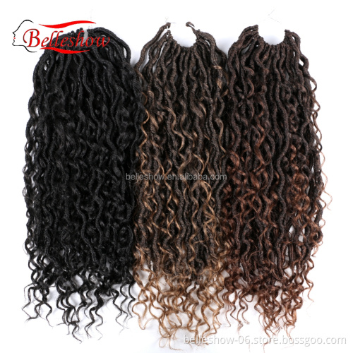 Hot sell Hot Sell New 18inch 24 strands double pack curly faux locs crochet hair goddess locs Crochet Hair River Faux Locs